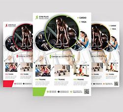 健身传单模板(4种配色)：Gym Fitness Flyers